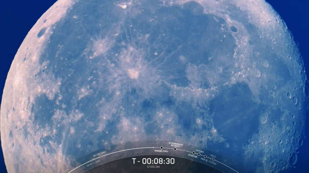SpaceX Moon and Sunrise Starlink Zdjęcia startujące satelity