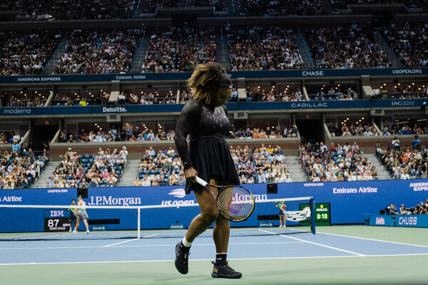 Serena Williams won the first two games, but then Danka Kovinic went up a break.