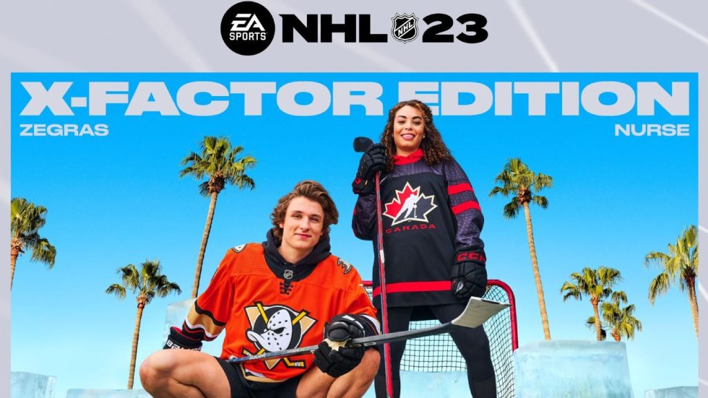 Trevor Zegras z Anaheim Ducks, kanadyjska gwiazda hokeja Sarah Pielęgniarka błogosławi NHL 23