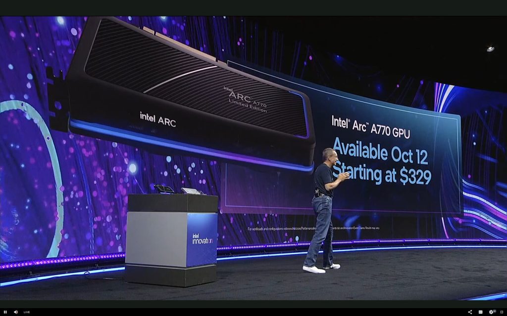 Intel ogłasza, że ​​procesor graficzny Arc A770 wyceniony na 329 USD zostanie wprowadzony na rynek 12 października