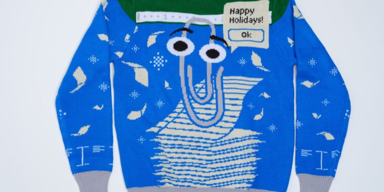 Brzydki Sweter Roku firmy Microsoft ma dla Ciebie sugestię: jest Clippy